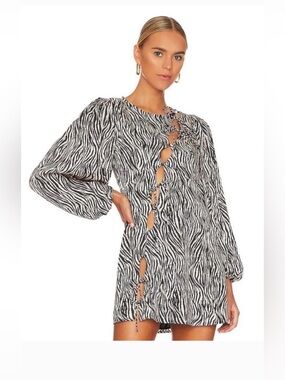 NWT For Love & Lemons Black and White Zebra Cutout Mini Dress